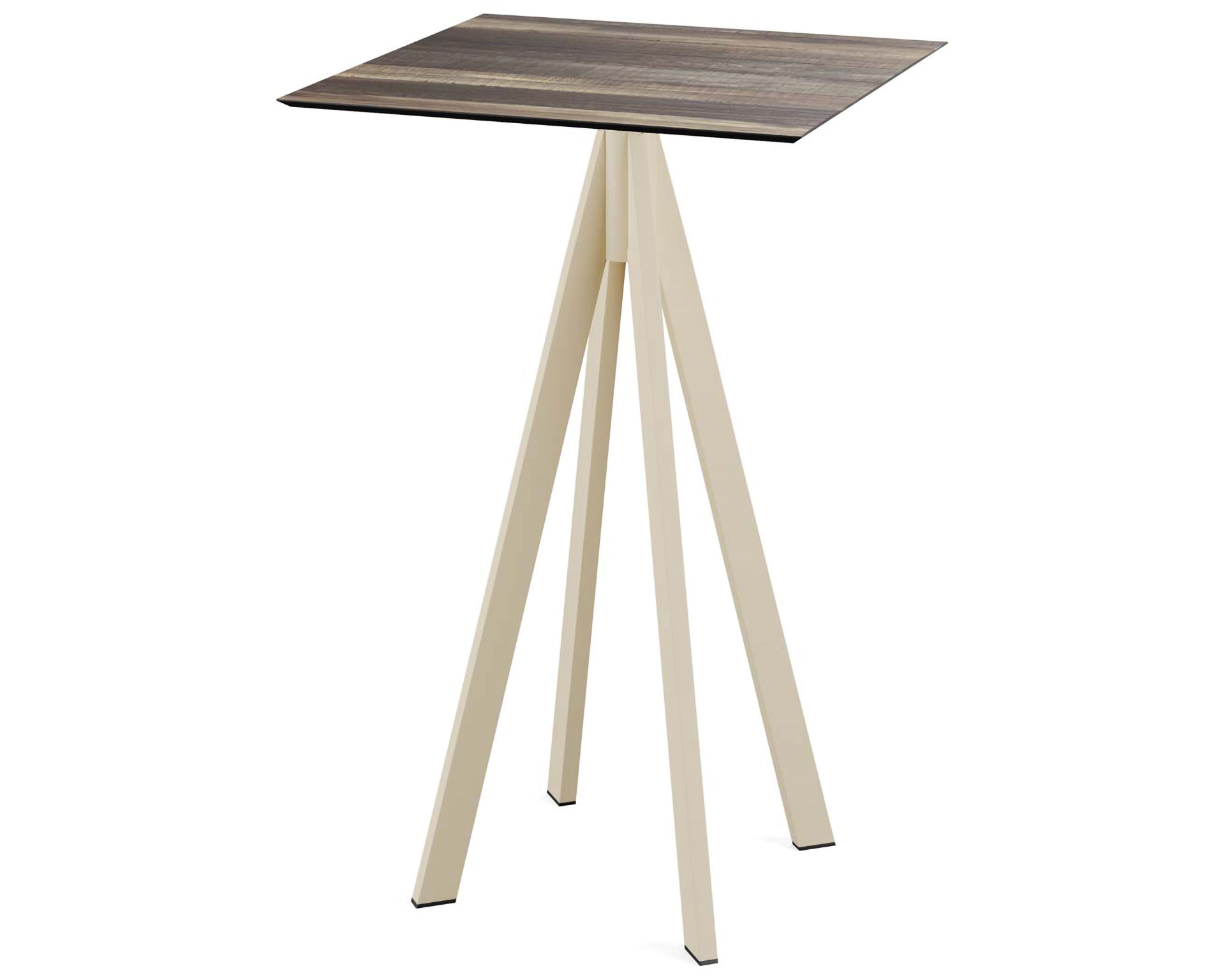 Infinity Stehtisch Sand Sockel Tropical Wood HPL Tischplatte 70x70cm