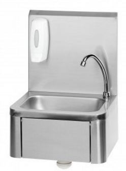 Handwasbak kniebediening - zeepdispenser + mengkraan - 400x340x(h)595mm