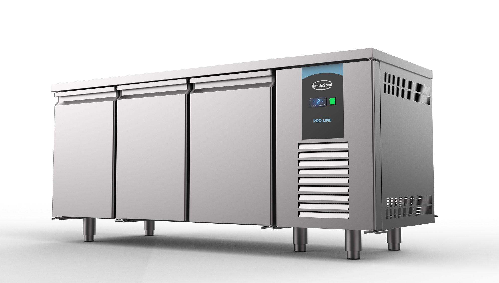 Bakkerij Koelwerkbank RVS - 3 deuren - 2100x800x(h)850mm