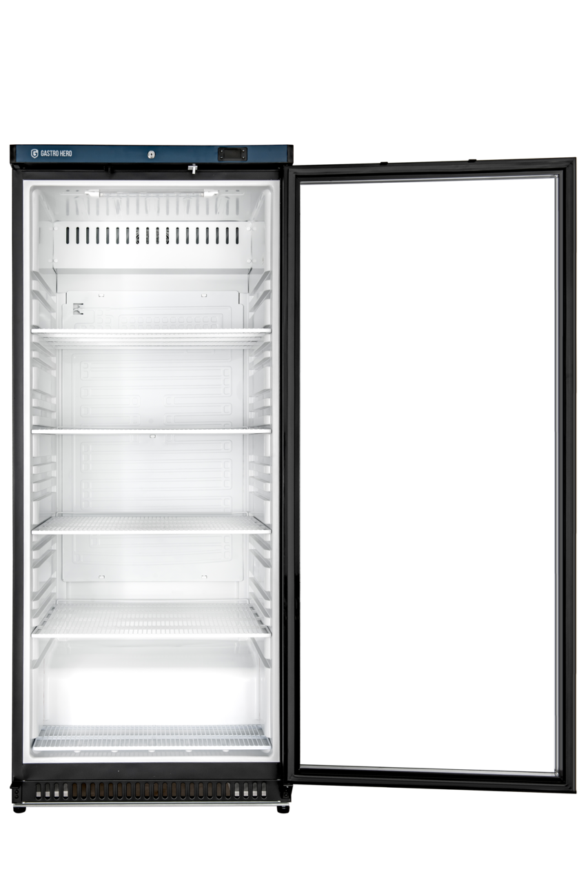Armoire réfrigérée ECO 600 avec porte vitrée, intérieur en plastique, noir