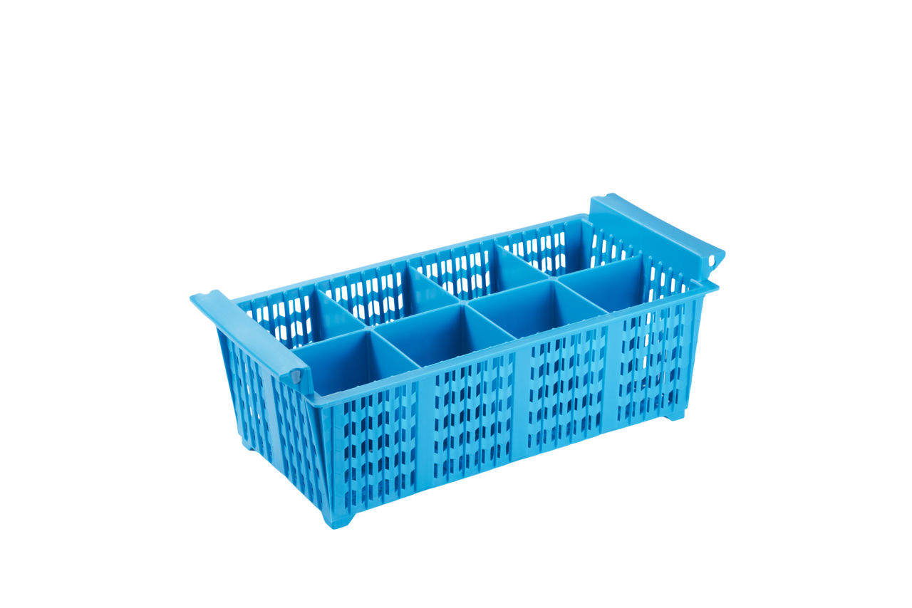 Bestekkorf 8 vakken 89x89 mm, blauw