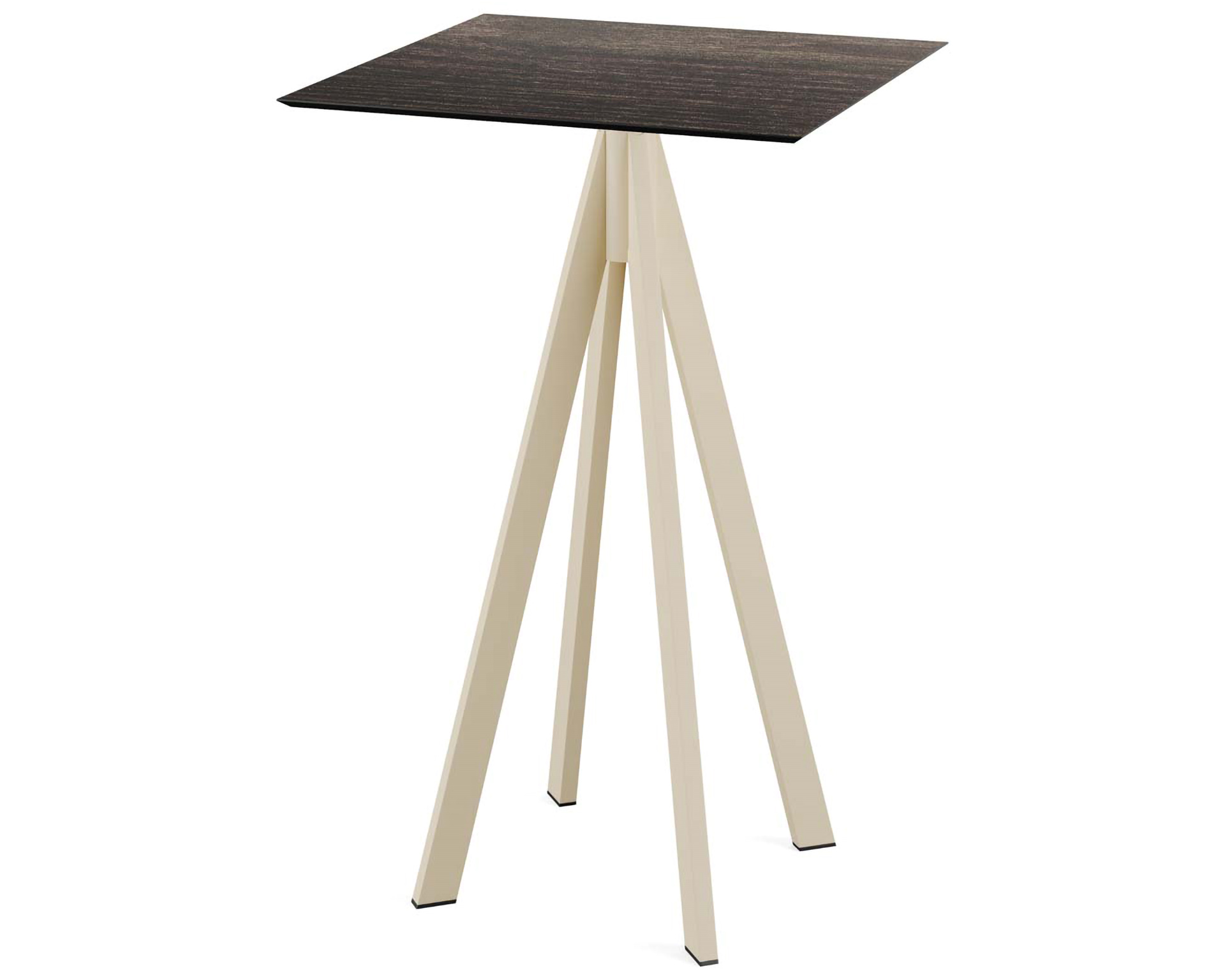 Table de bar Infinity piètement sable + plateau HPL Riverwashed Wood 70x70cm