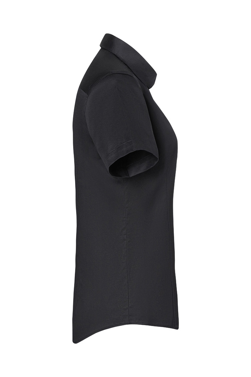 Chemisier pour femme à manches courtes Active-Stretch avec coupe légèrement cintrée - Noir - 2XL