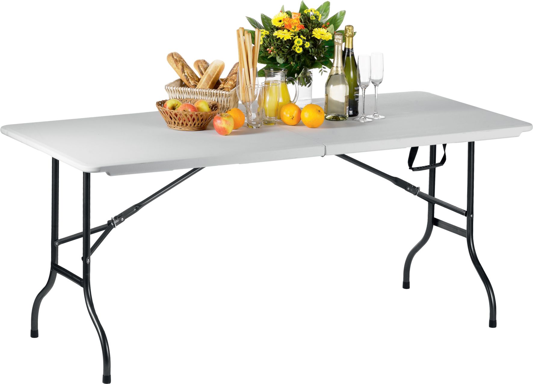 Table pliante - Blanche - Pliable au milieu - max 100 kg
