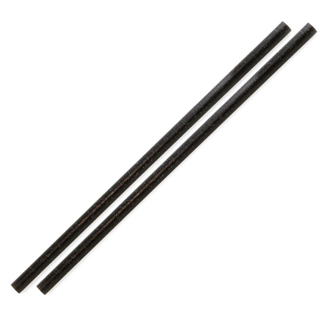 Pailles droites noires Sier Diposables Refork 8 mm / 24 cm (lot de 100)