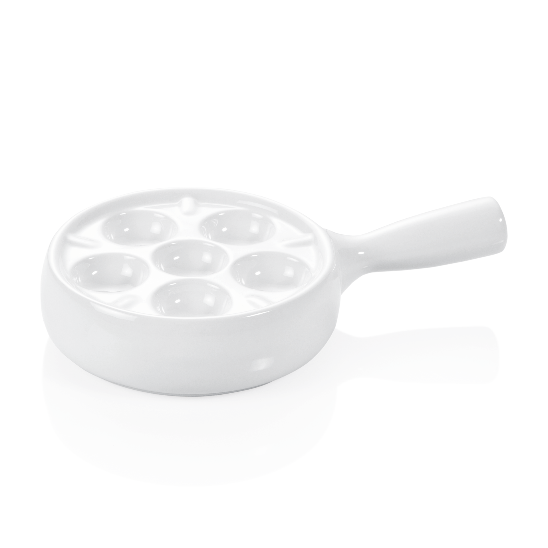 Plat à escargots, avec manche, pour 6 escargots, diamètre 12 cm, en porcelaine