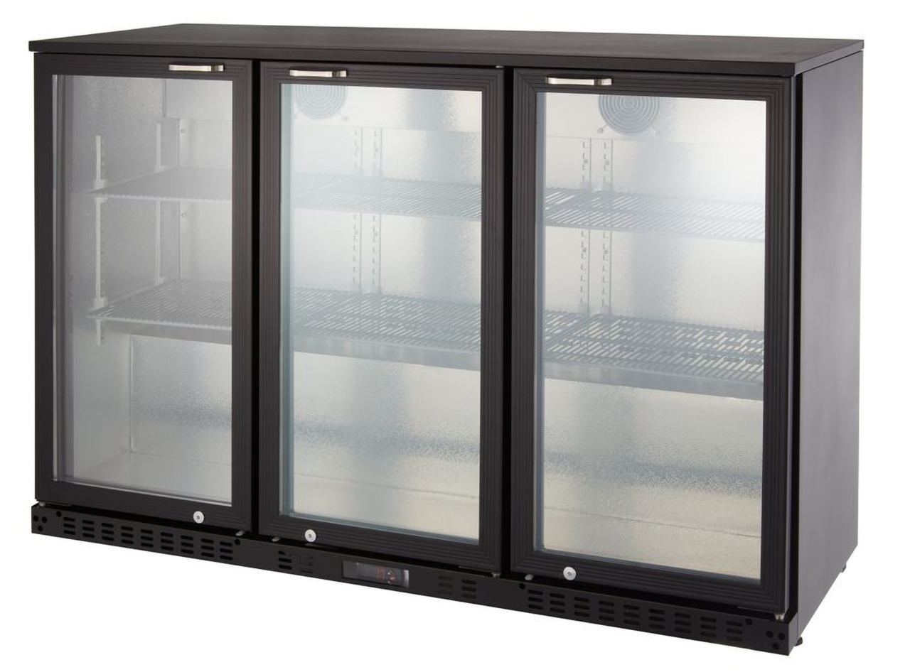 Armoire à boissons ECO 350 noire avec portes battantes, éclairage LED, encastrable sous plan de travail