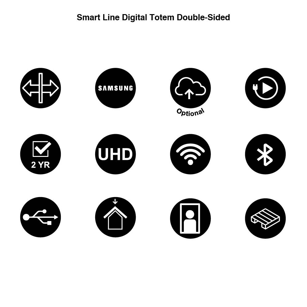 Digital Smart Line Totem, doppelseitig, mit 50-Zoll-Samsung-Bildschirm, weiß