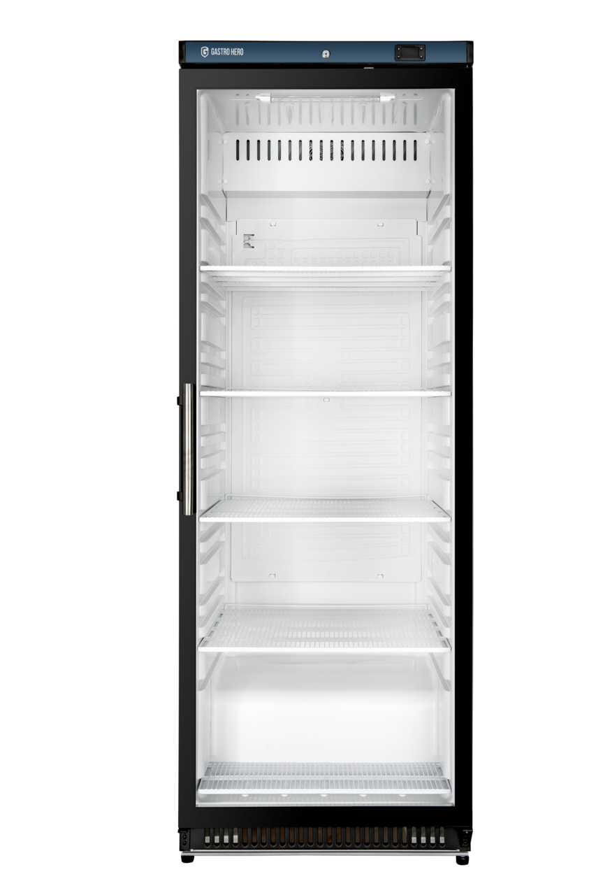 Armoire réfrigérée ECO 400 avec porte vitrée, intérieur en plastique, noir