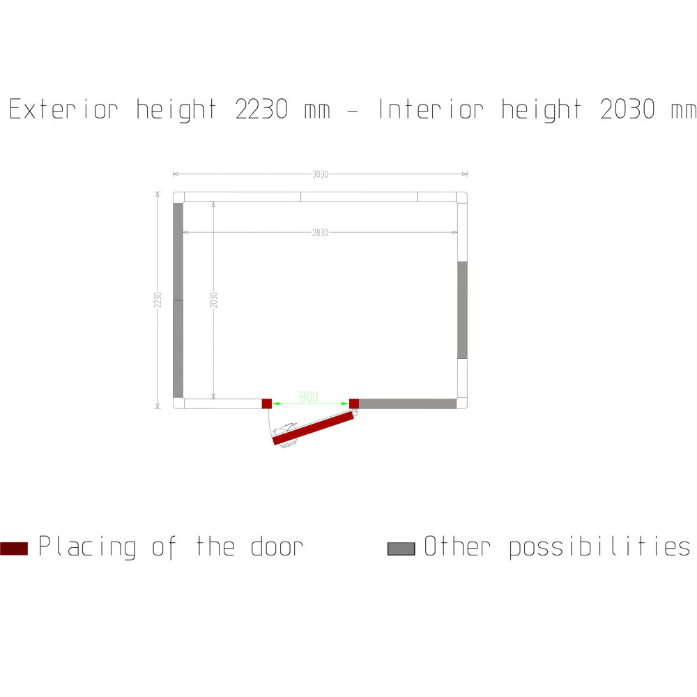 Kühlzelle ISO 100, Innendim. 2830 x 2030 xh 2030 mm  (11,66 m³)