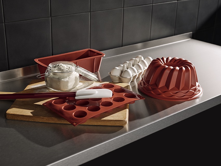 Brood-/koningscake BAKEFLEX, 26 x 10 x 7 cm, rood, silicone