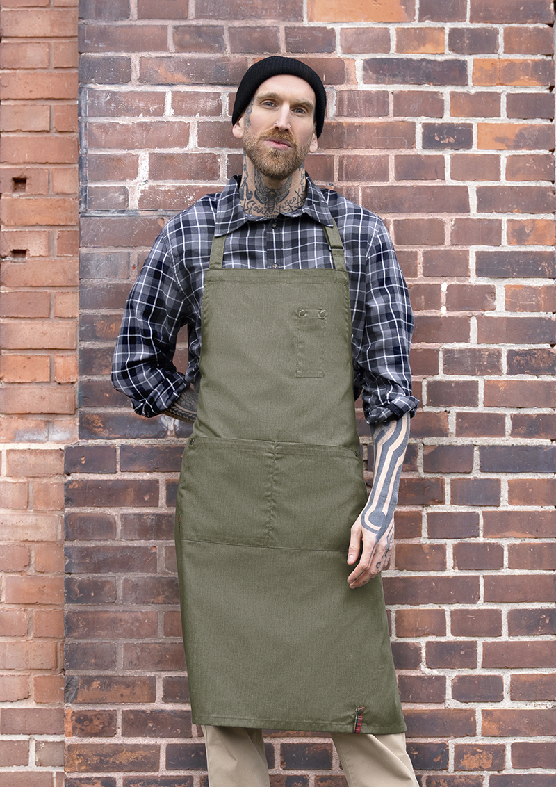Tablier à bavette Denim-Style ROCK CHEF-Stage2 - Vintage Moss Green