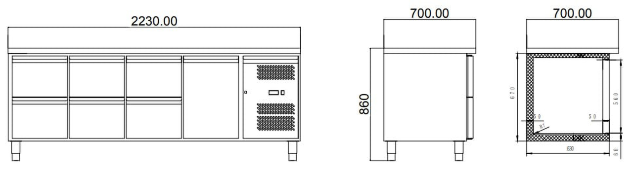 Kühltisch ECO 1/6 - GN 1/1