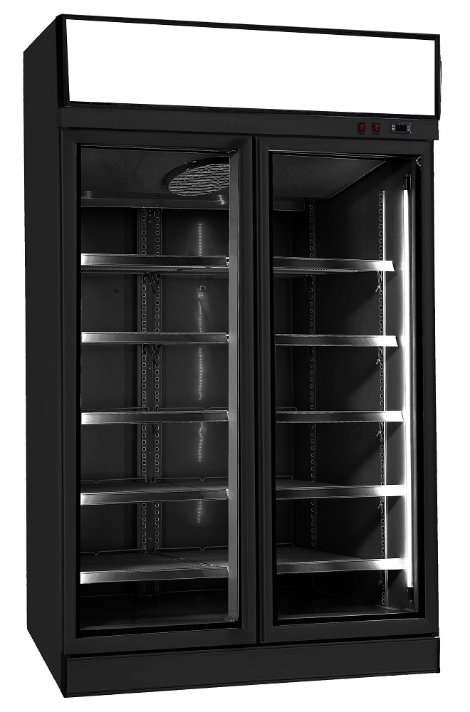 Kühlschrank | 2 Glas Türen | Schwarz | 1000 Liter | 1253x710x(h)2092mm