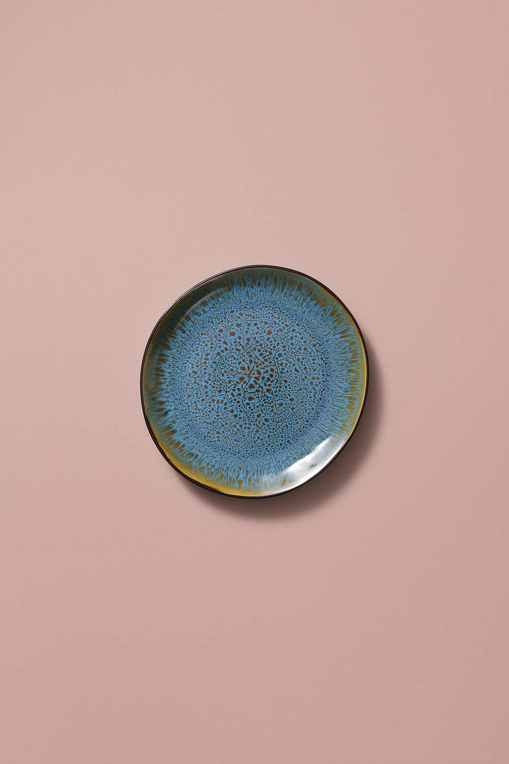 Bord Lotus 20.5 cm Turquoise Zwart Stoneware