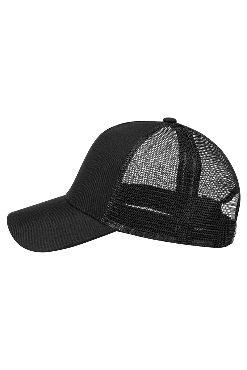 Truckerpet Met Mesh-Afwerking, Gemaakt Van Duurzaam Materiaal, Gerecycled Polyester - Zwart/Zwart