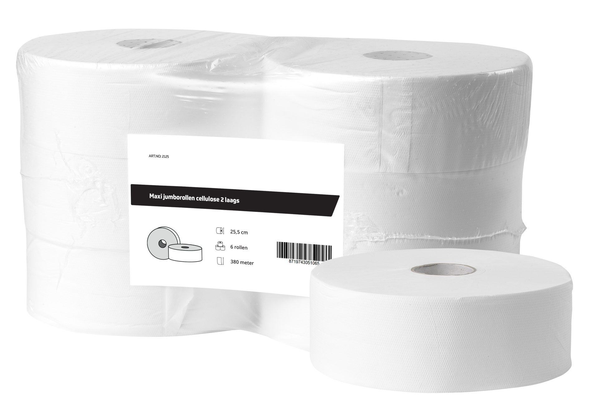 Maxi jumborollen cellulose 2-laags - Verpakking 6x 380 meter