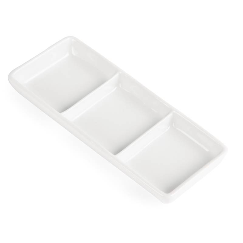 Präsentierschale Dreifach | Porzellan Weiß | 62x150mm | 12 Stück