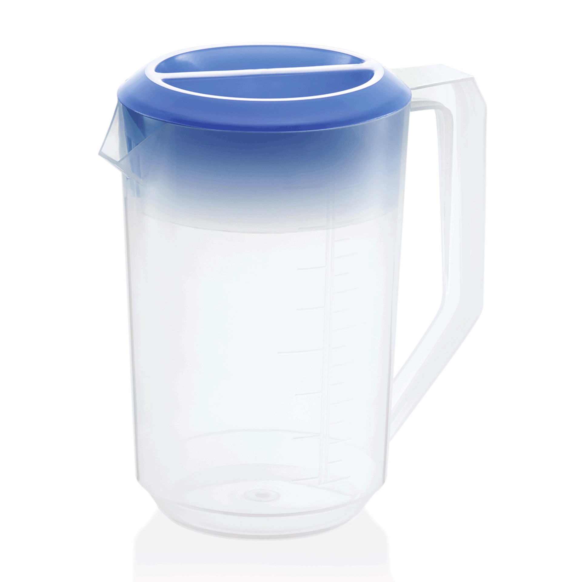 Kan met blauw deksel - 1,8 ltr. - schaalverdeling 100 ml - polypropyleen  