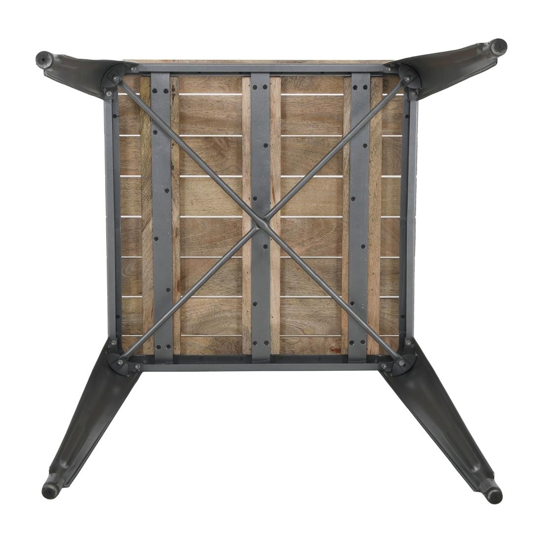 Bolero Bistro Esstisch Geschlitzte Mango Holzplatte Gewehrmetall Rahmen 650mm