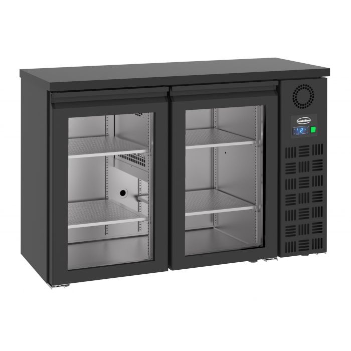 Barkoelkast Zwart - 2 Glazen Deuren - 320 Liter - 1380x550x(H)950mm