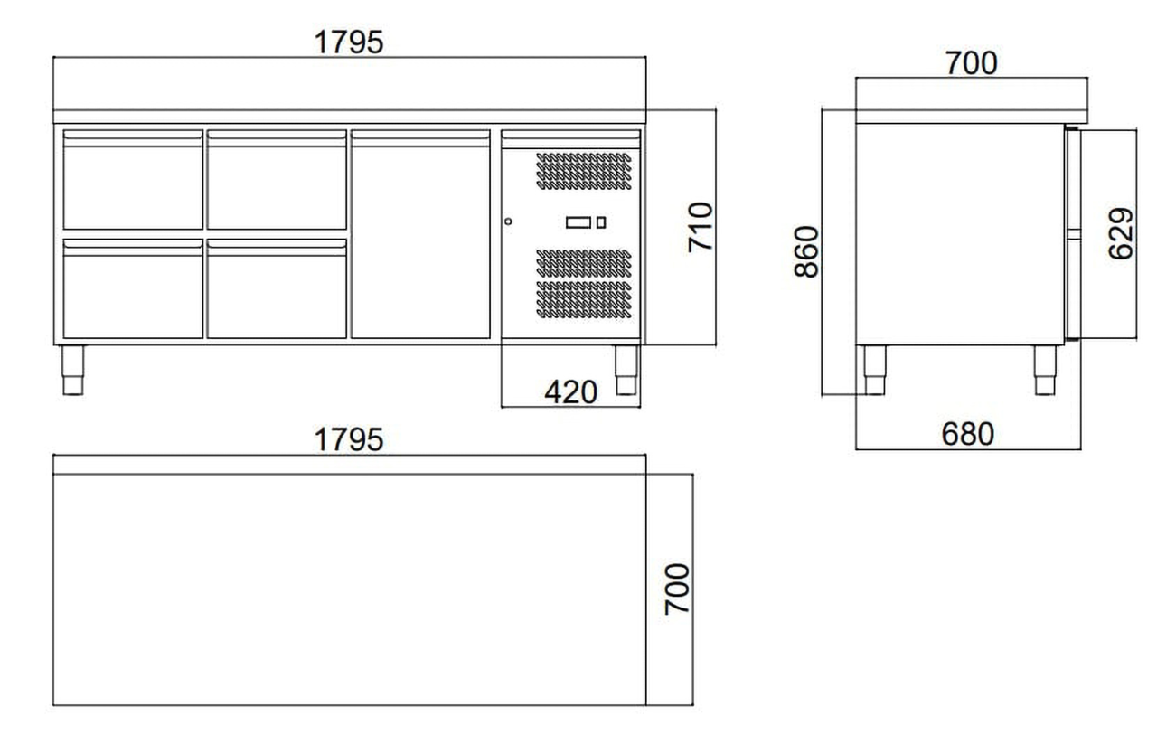 Koelwerkbank ECO 1/4 - GN 1/1
