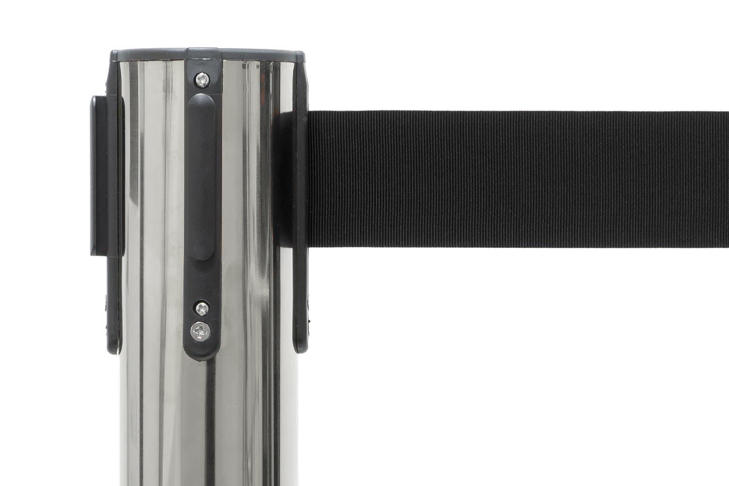 Poteau de File d'Attente - Chromé - Avec Cordon Noir 2000mm