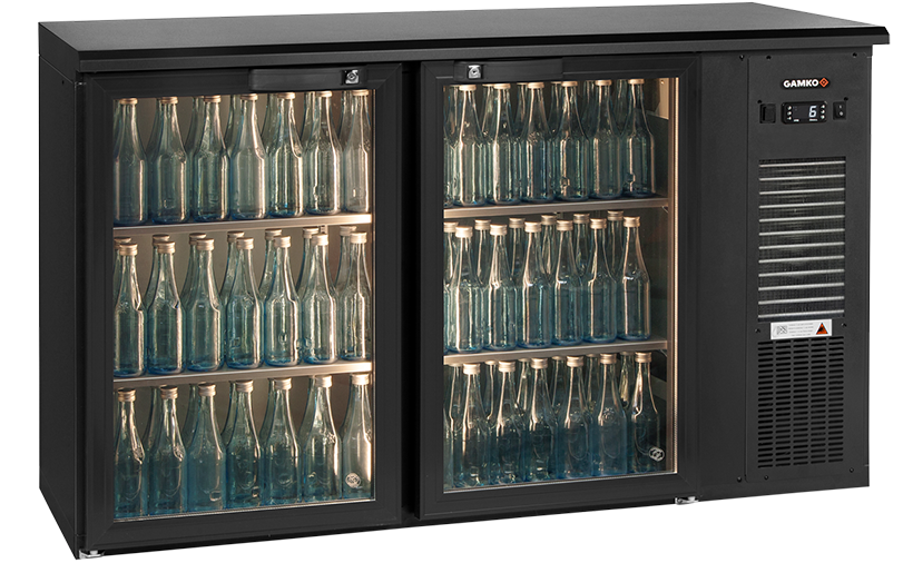 Flaschenkühlung 2 Glastüren Anthrazit |  Gamko E3/22GMU84 | 1431x512x(H)840/860-880 mm
