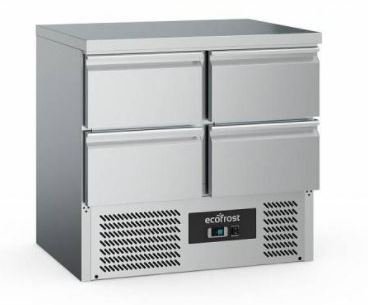 Kühltisch Edelstahl | 4 Schubladen | 220 Liter | 900x700x(h)876mm