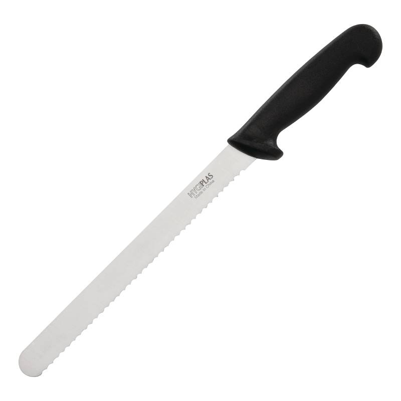 Couteau à Trancher Denté Noir - Hygiplas - 255mm