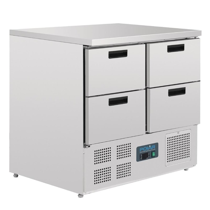 Comptoir Réfrigéré Inox - 4 Portes - 240 Litres - 700(l)x900(L)x880(h)mm