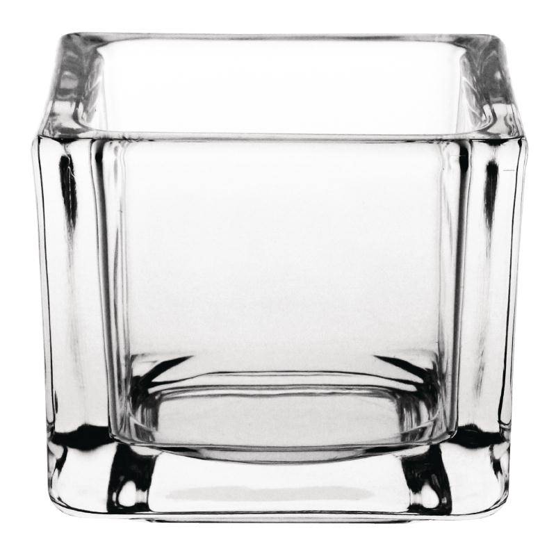 Theelichthouder Vierkant | Glas | 60x60x50(h)mm | Verpakt per 6