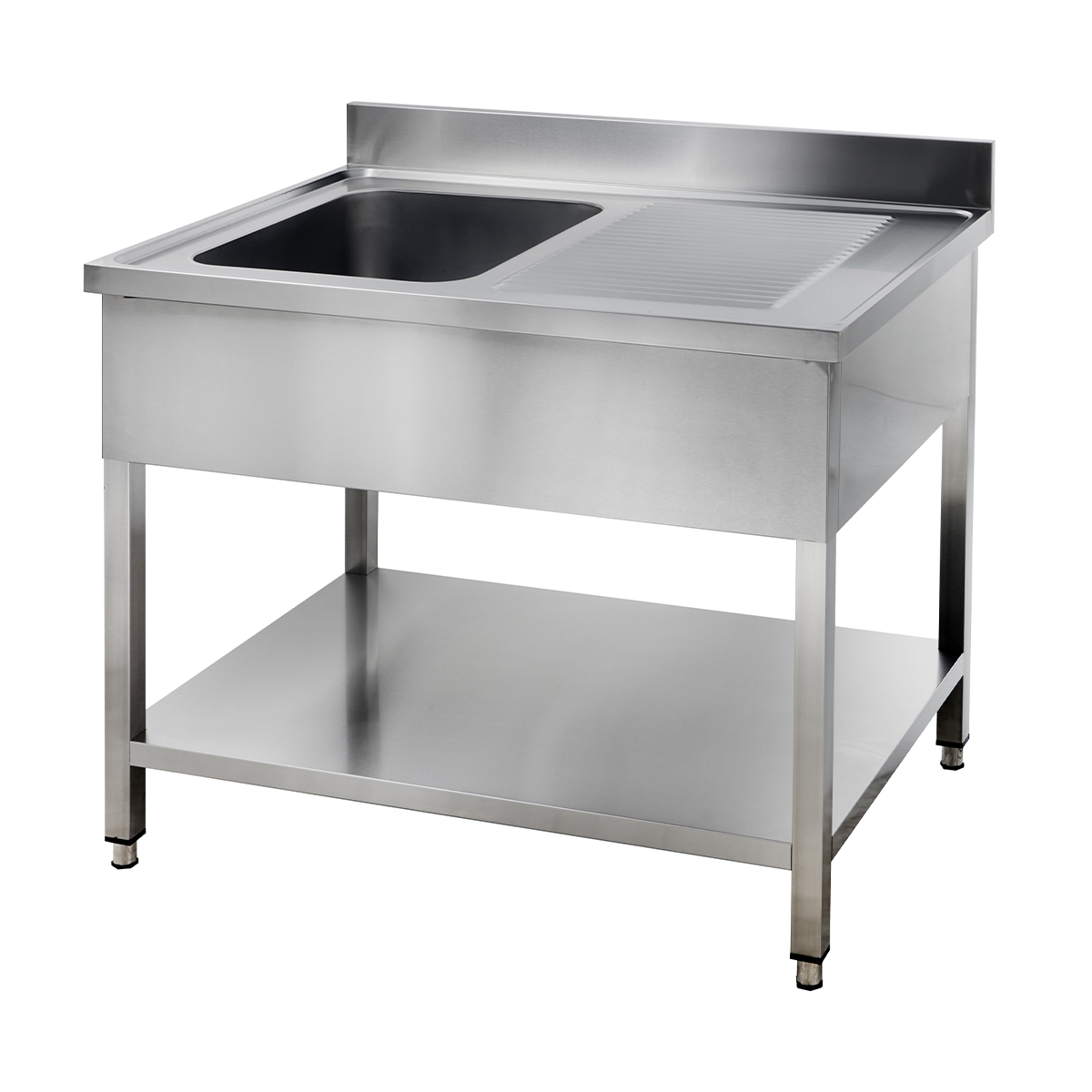 Spoeltafel Basic 12x6 met 1 spoelbak links, opstaande rand en bodemplaat