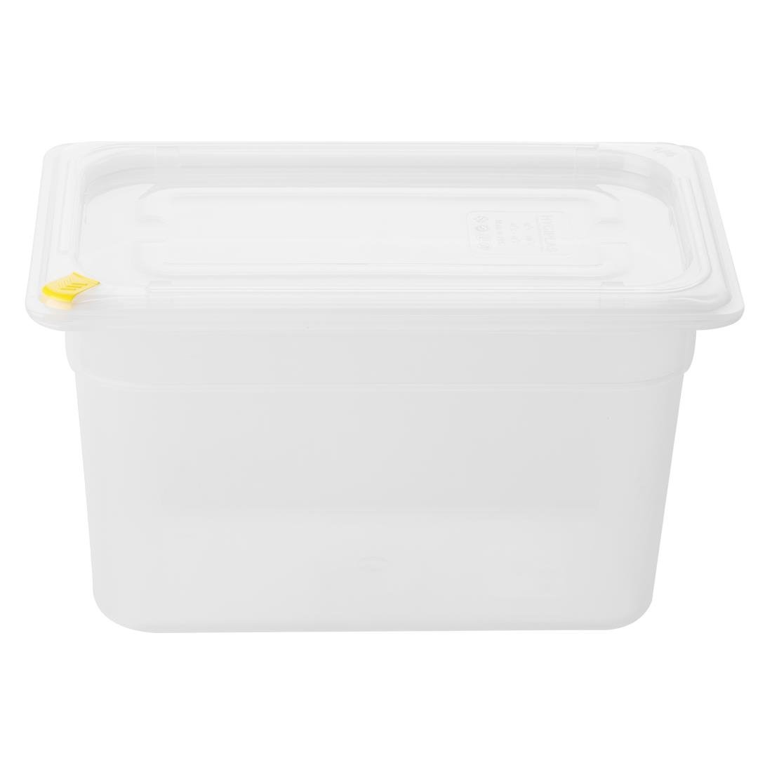 Bacs PP Hygiplas Click GN 1/4 avec couvercles et 7 clips de couleur 150mm 3,7L (lot de 4)