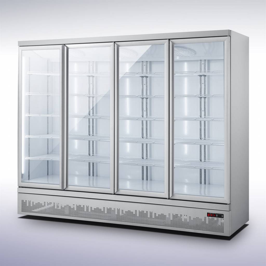 Étagère murale réfrigérée Blanche | 4 portes vitrées | 2025 litres | 2508X710X(H)1997mm