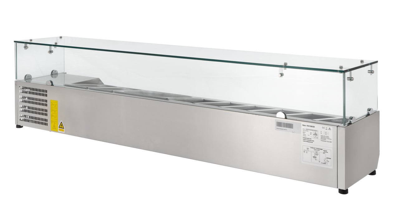 Vitrine réfrigérée ECO 9 x GN 1/4 avec couvercle en verre 1800 mm