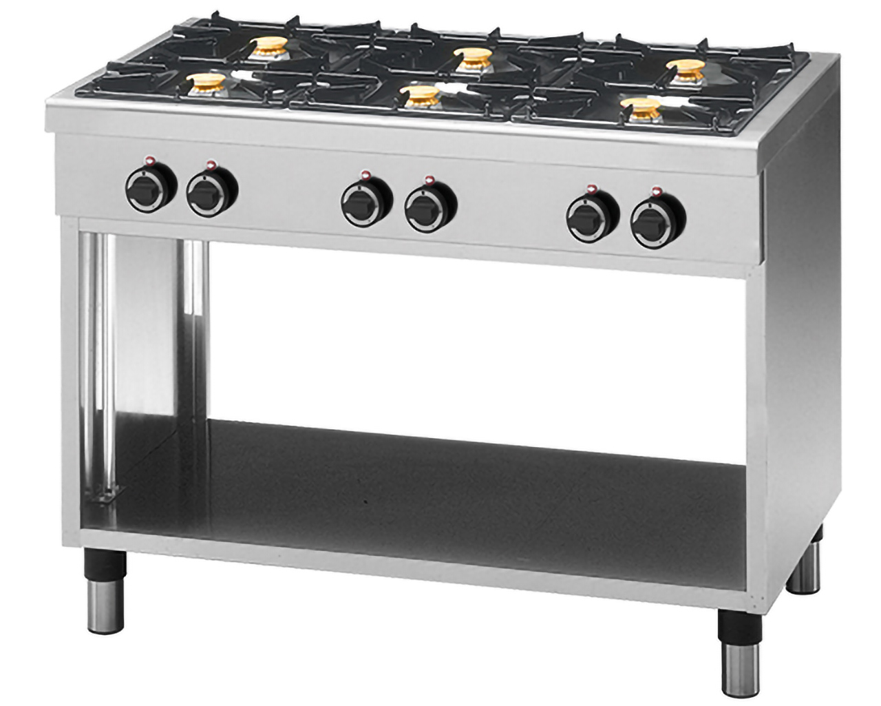 Gasfornuis 6-pits - Modular - Open onderkast - 65x110cm