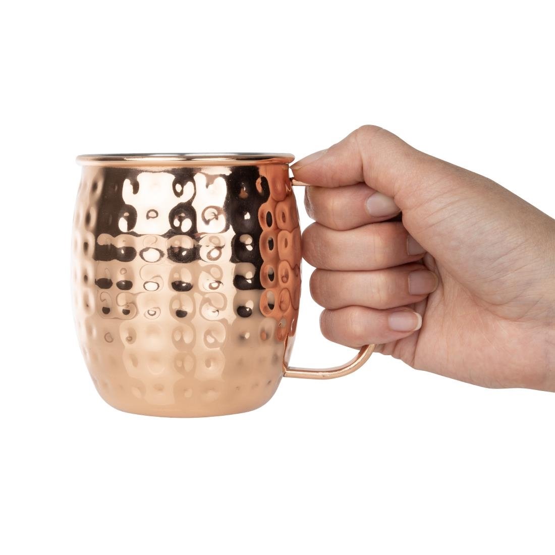 Mugs en acier inoxydable martelé Olympia Barware 440ml cuivre (lot de 6)