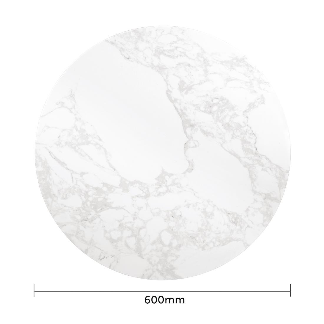 Rond Bolero tafelblad met wit marmereffect 600 mm