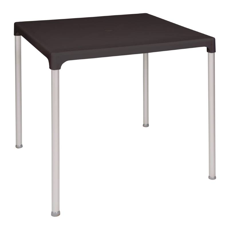 Table Carrée | Polypropylène Noire | Pieds Aluminium | 750x750x720(h)mm