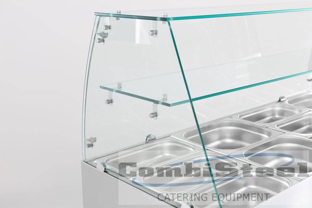 Saladette Edelstahl |3 Türen | Glasaufsatz | 1365x700x850(h)mm