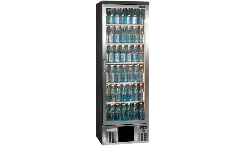 Flaschenkühlschrank Anthrazit mit Chromstahl Glastür Türanschlag Rechts - Gamko MG3/300RGCS - 600x530x(H)1800/1825mm