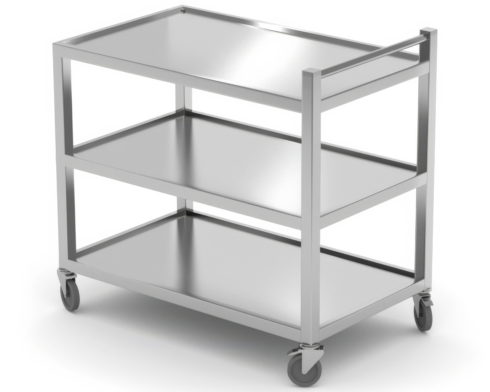 Robuster Servierwagen aus Edelstahl – 3 Ebenen – 30,5 cm Abstand zwischen den Ebenen – Gesamthöhe 85 cm