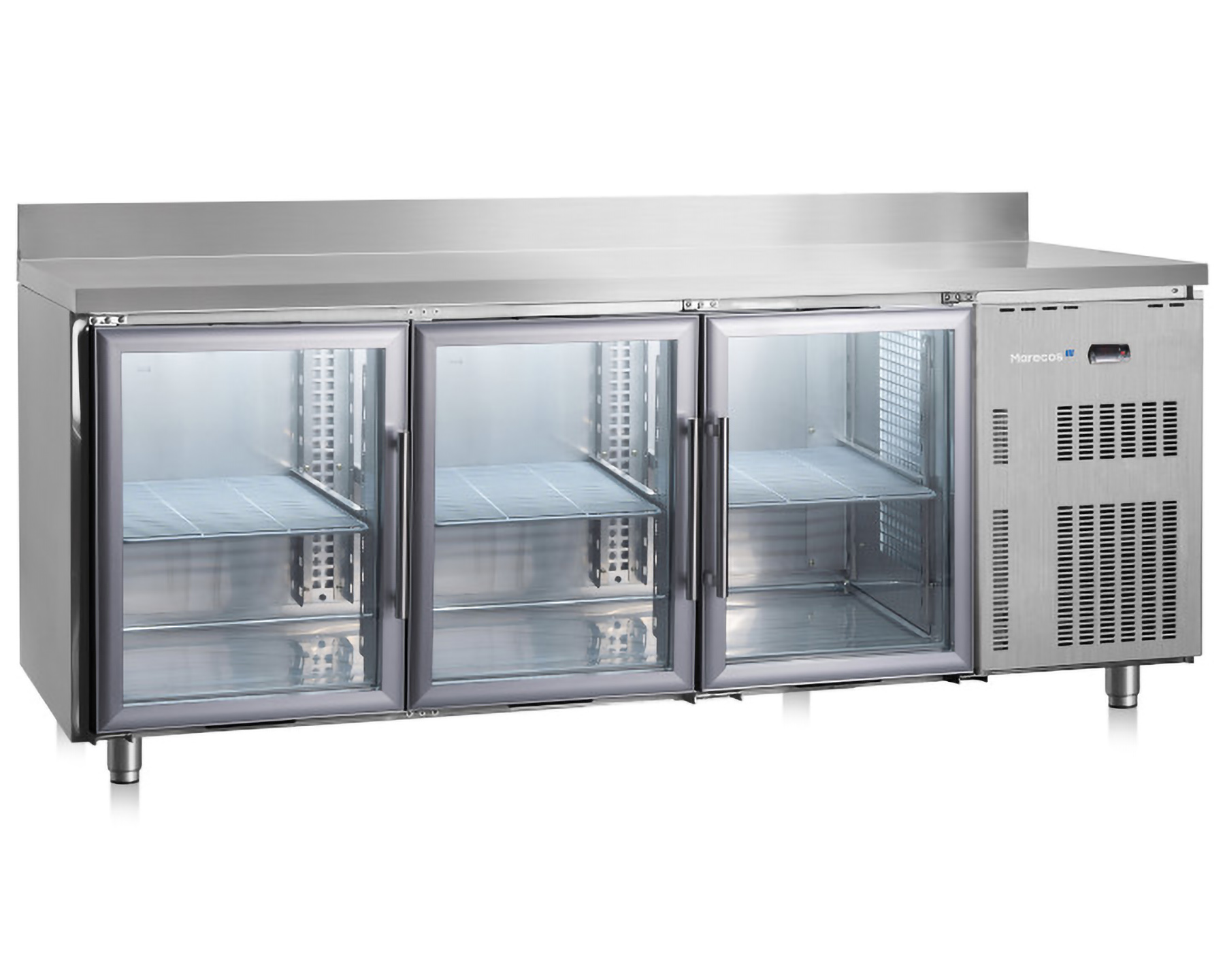 Marecos Softline Table réfrigérée - 3 portes vitrées + rebord - 2000x600x(H)858mm