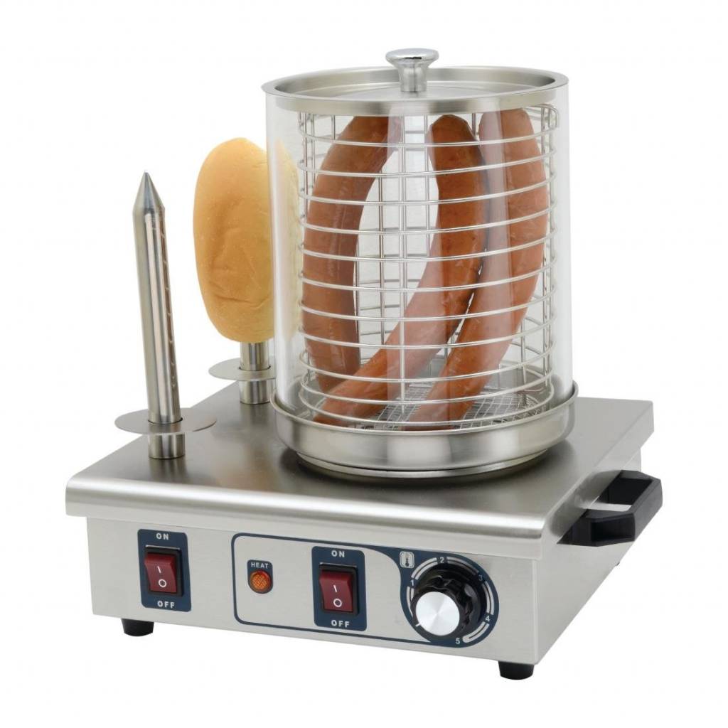 Hotdogwarmer met 2 warmhoudpennen | 550W/230V | 41x34x37(H)cm