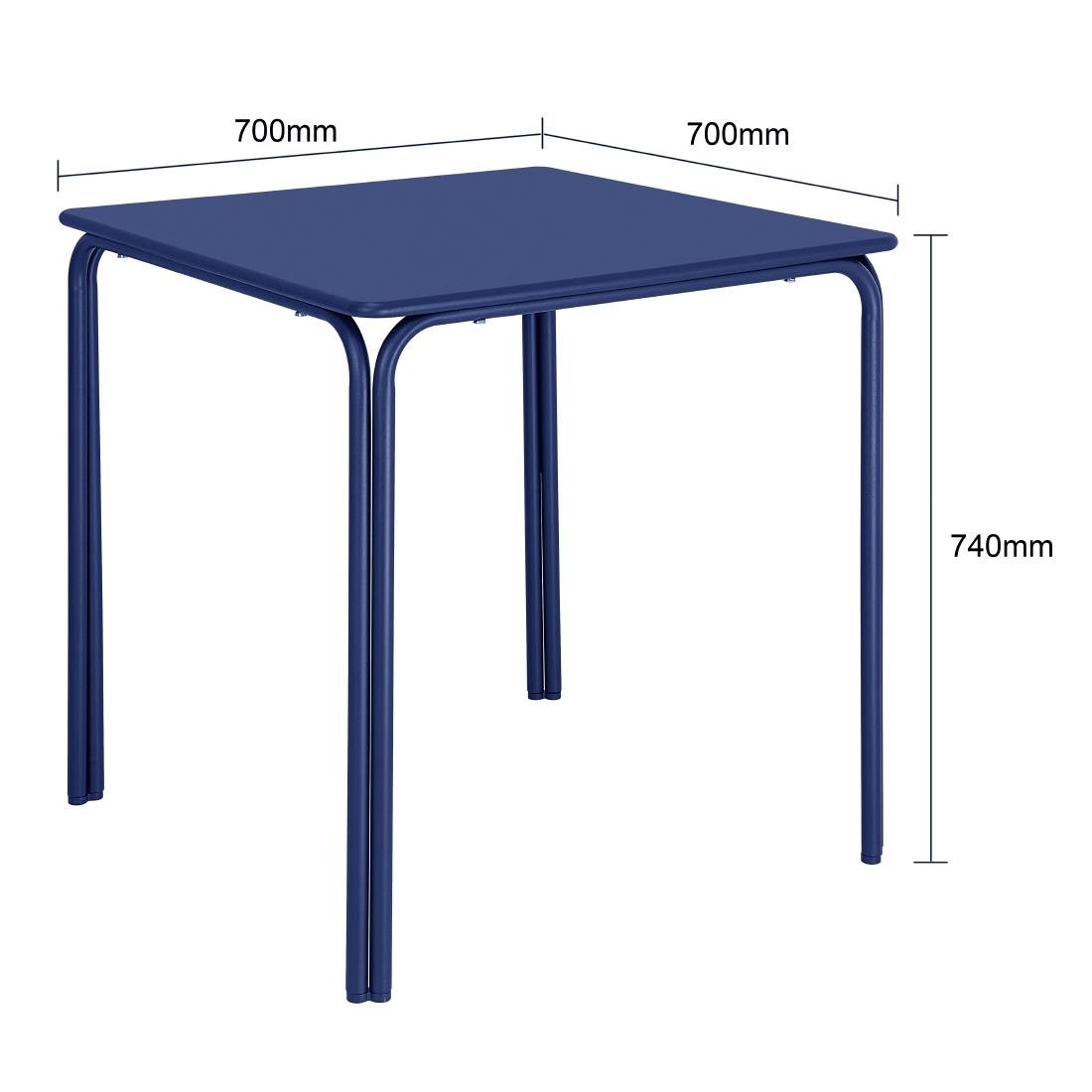 Bolero Adeline Stahl Quadratischer Tisch 700mm Dunkelblau