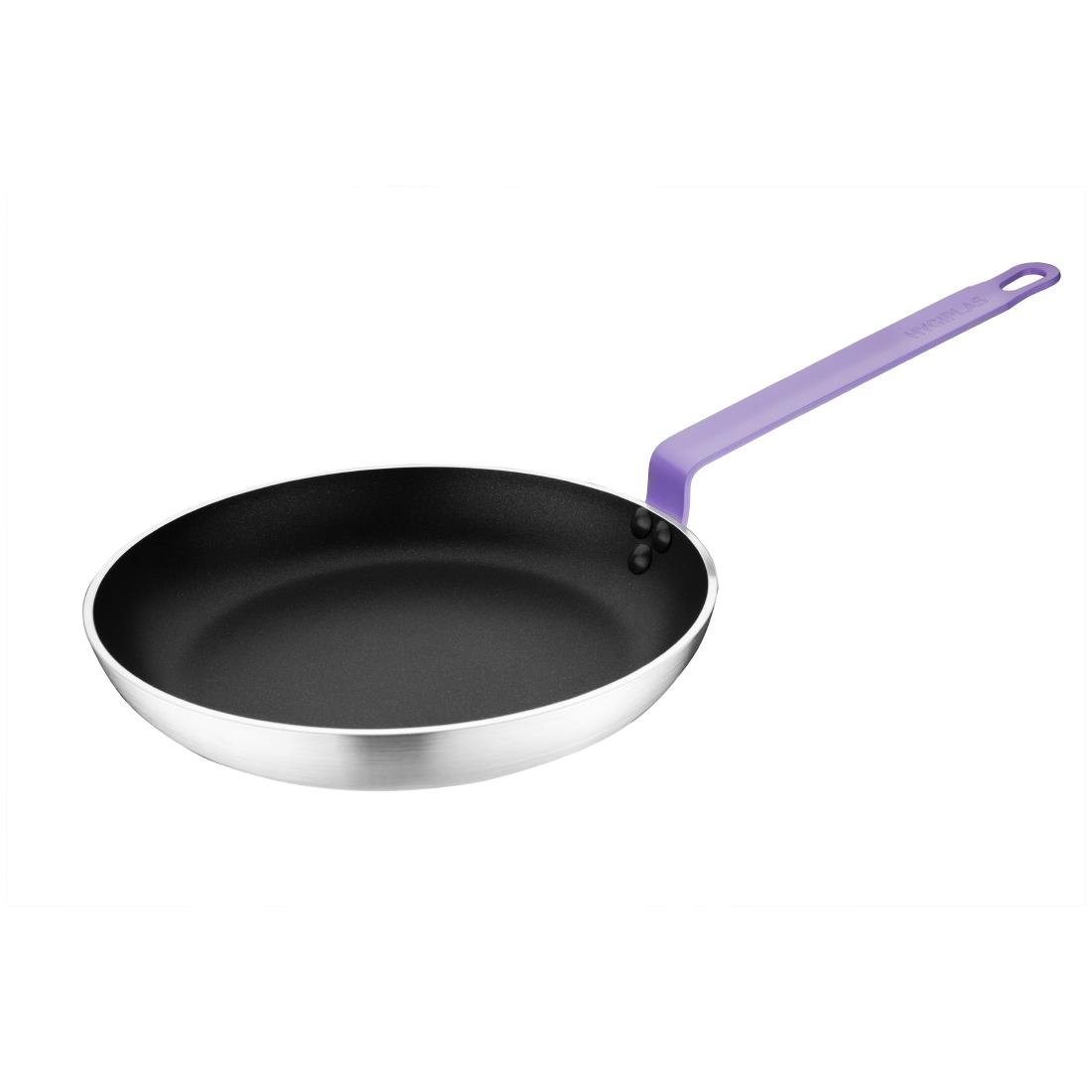 Poêle en aluminium antiadhésive Hygiplas Teflon Platinum Plus avec poignée violette 28cm