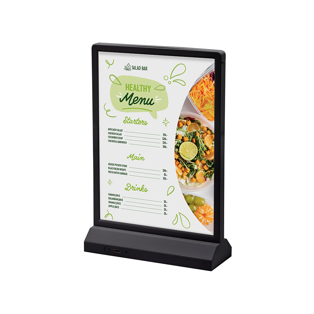 LED T Aufsteller - A5 Hochformat Schwarz