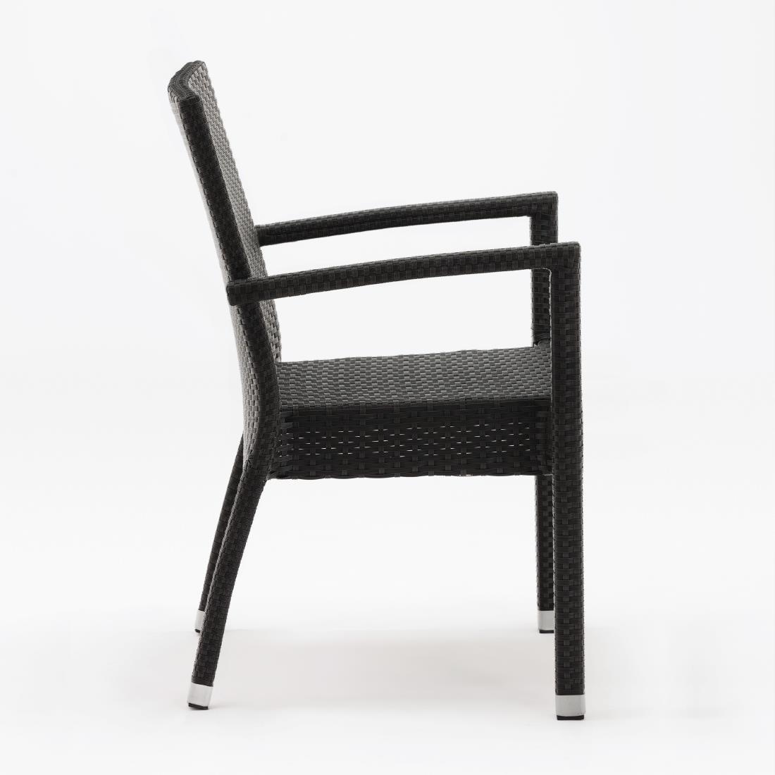 Kunststof rotan stoel zwart/antraciet - 4 stuks
