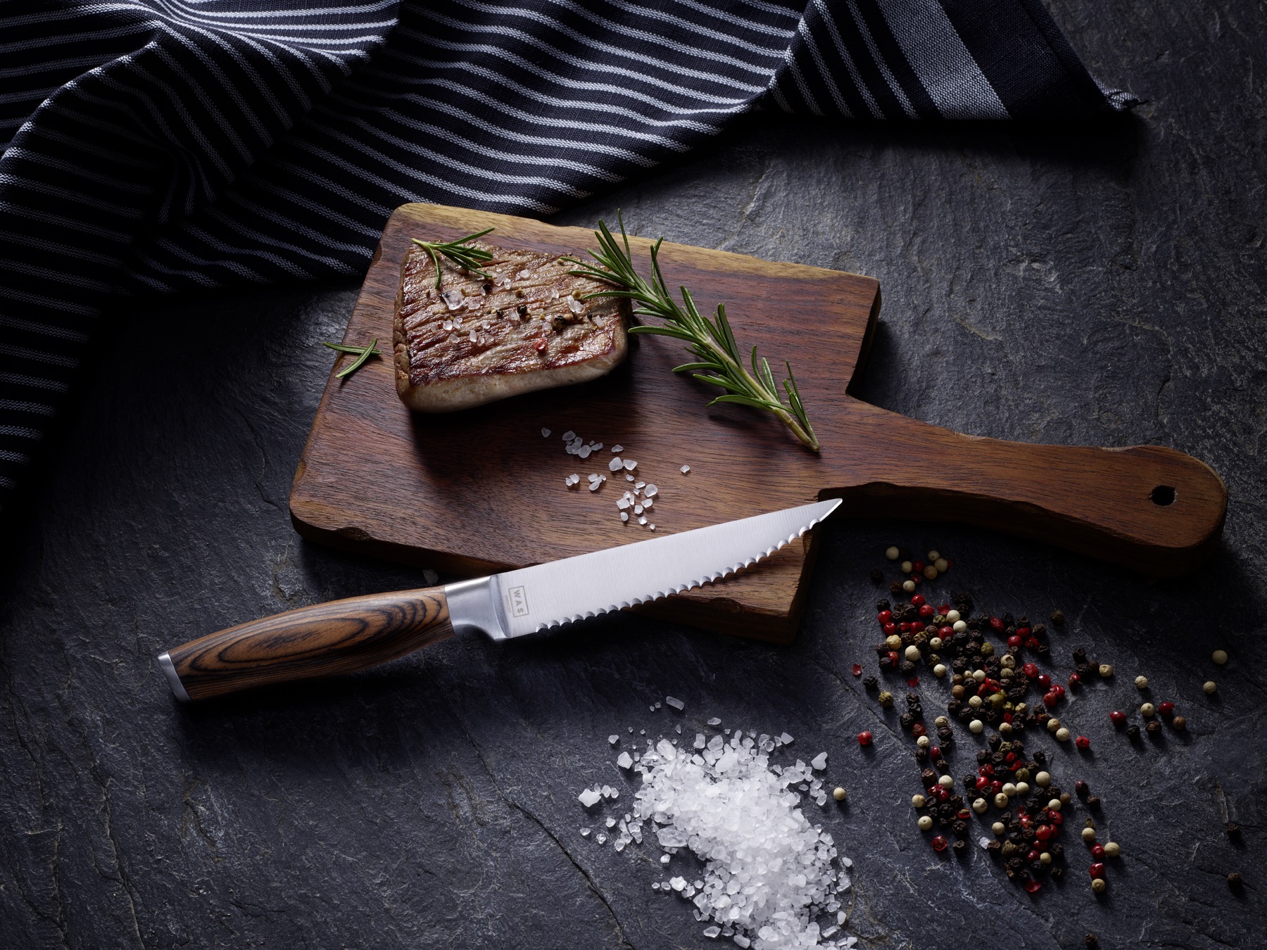 Steakmessenset, met Pakka-houten handvat, 23 cm, set van 6 stuks, hout, RVS 13/0